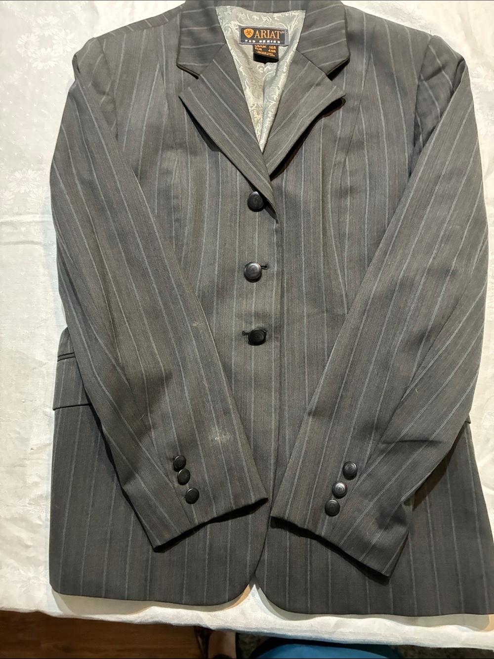 Ariat Women's Charcoal Pinstripe show hunt coat.